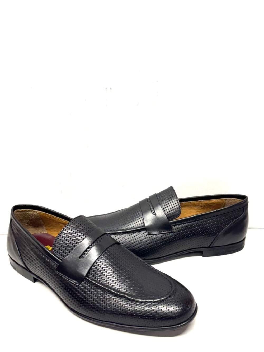 BRUNO MAGLI MEN'S LASTRA WOVEN LEATHER SLIP ON LOAFER SHOES BLACK SIZE 11.5 M